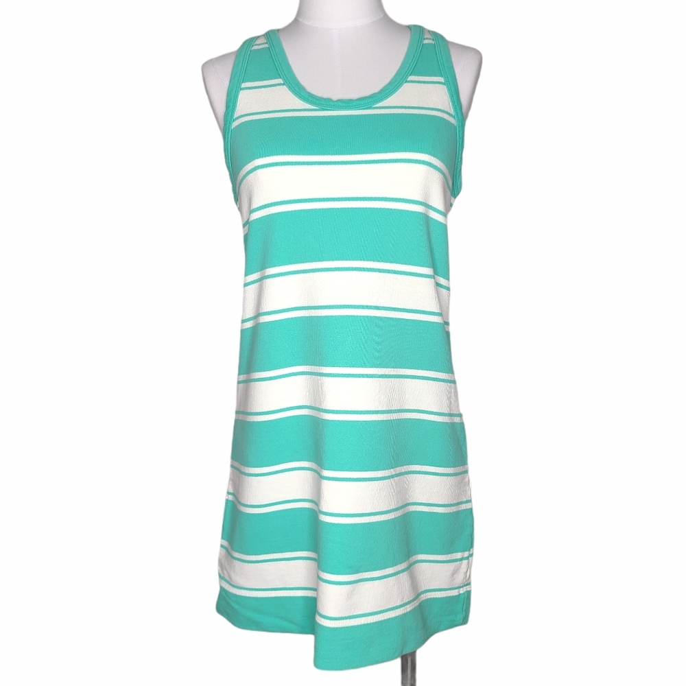 J. Crew Rugby Sweatshirt Dress Vintage Cotton Terry White Seafoam Green S